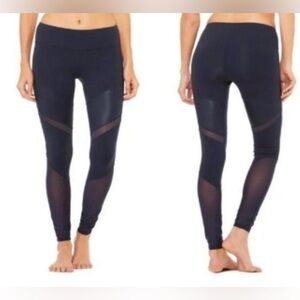 Alo Yoga Sheila high-waist yoga leggings with mesh panels in navy blue SZ S EUC